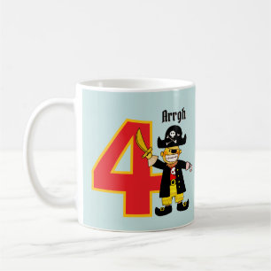 Taza De Café Cumpleaños del pirata lindo niño 4 años