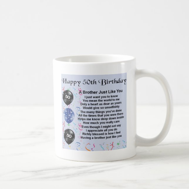 Taza De Café Cumpleaños del poema de Brother 50.o (Derecha)