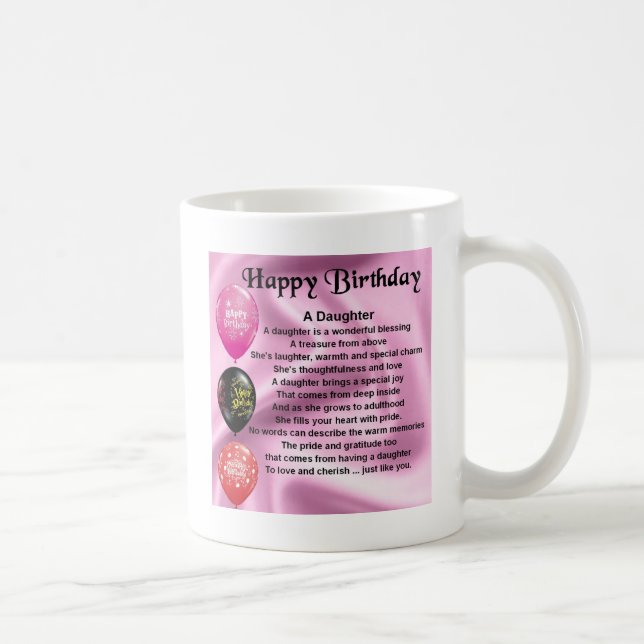 Taza De Café cumpleaños del poema de la hija feliz (Derecha)