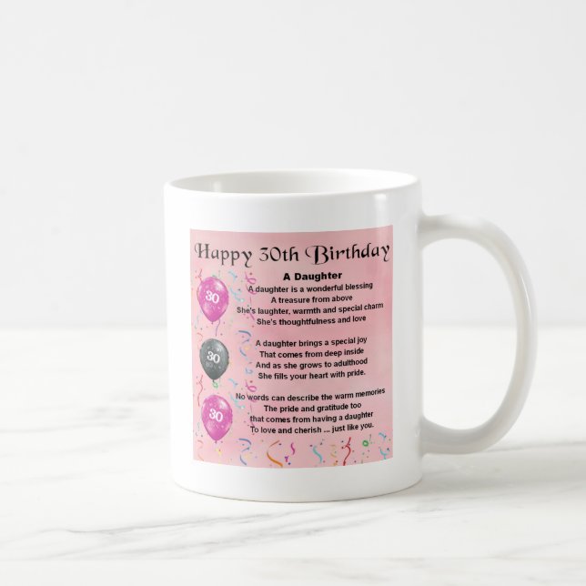 Taza De Café Cumpleaños del poema de la hija trigésimo (Derecha)