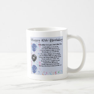 Taza De Café Cumpleaños del poema del cuñado 40.o