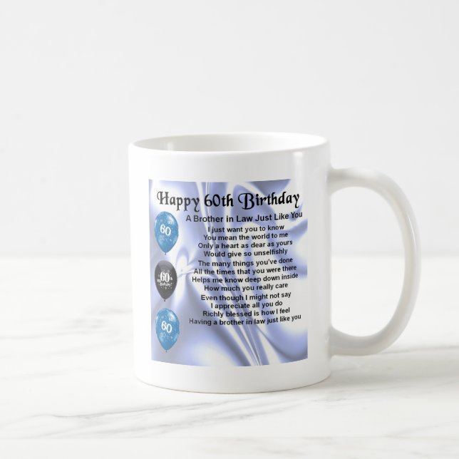 Taza De Café Cumpleaños del poema del cuñado 60.o (Derecha)