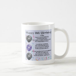 Taza De Café Cumpleaños del poema del hijo décimo octavo