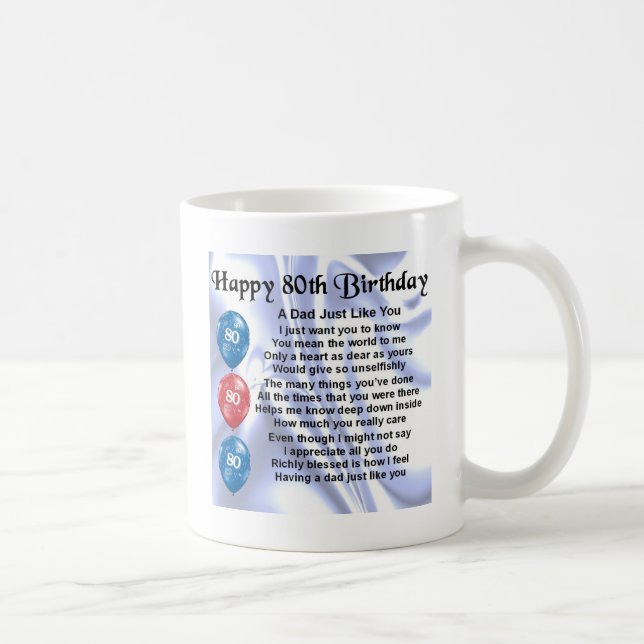 Taza De Café Cumpleaños del poema del papá 80.o (Derecha)