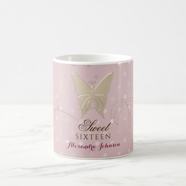 Taza De Café Cumpleaños Dulces 16 Rosa Dorado (Centro)