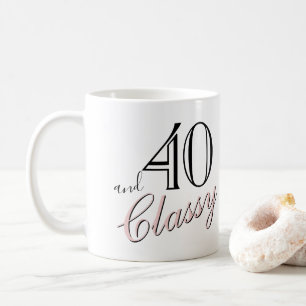 Taza De Café Cumpleaños elegante y con clase en negro y rosa sc