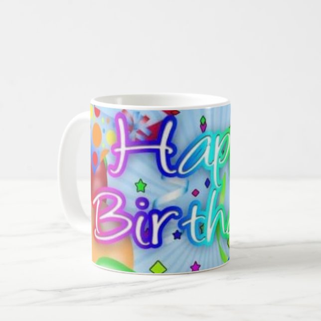 Taza De Café cumpleaños feliz con estilo (Anverso izquierdo)