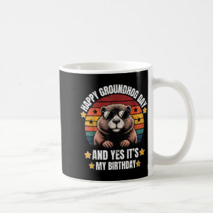 Taza De Café Cumpleaños Feliz Día de la Marmota Retro Sungles M