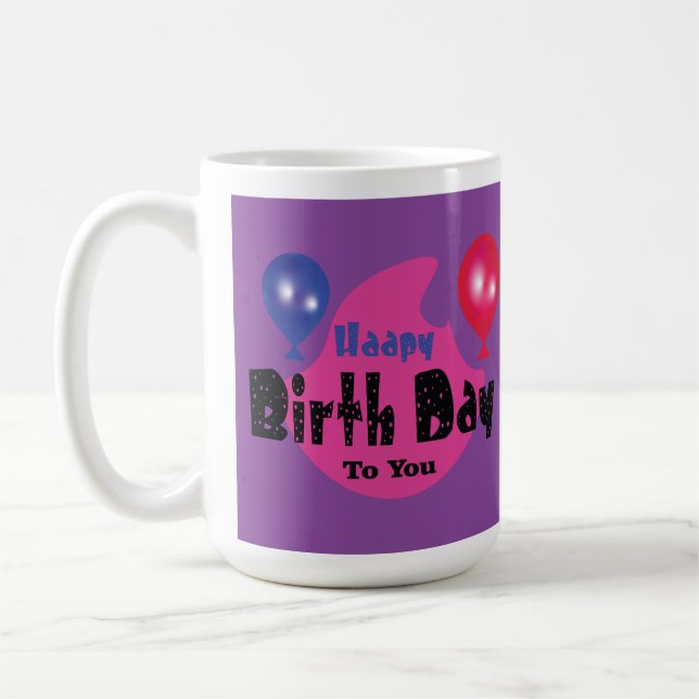 Taza De Café Cumpleaños Feliz – Diseño de Fiesta de Celebración (Izquierda)