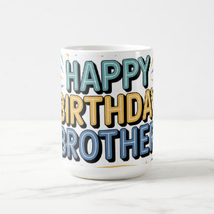 Taza De Café Cumpleaños feliz hermano moderno en azul turquesa