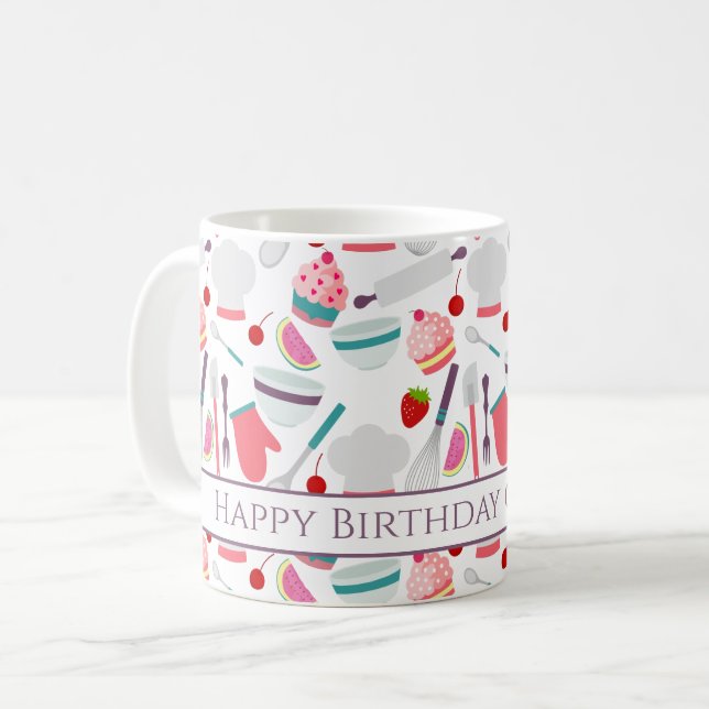 Taza De Café Cumpleaños Feliz Hornear Cupcake (Anverso izquierdo)