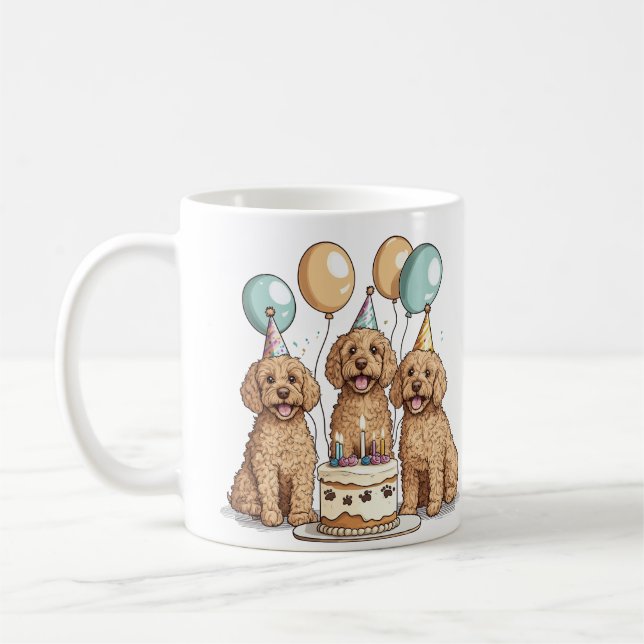 Taza De Café Cumpleaños Goldendoodle Perros (Izquierda)