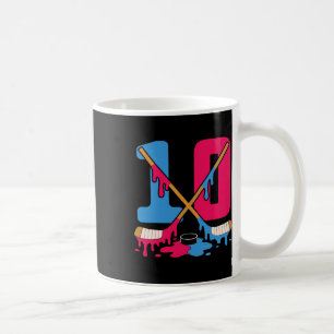 Taza De Café Cumpleaños Hockey Hielo Goteo Décimo Número 10 Dob