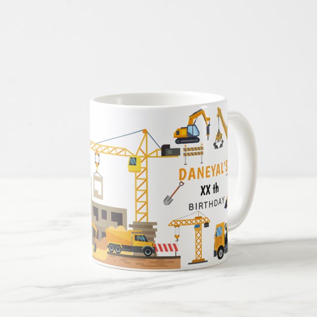 Taza De Café Cumpleaños infantil simple de construcción moderna (Anverso derecho)