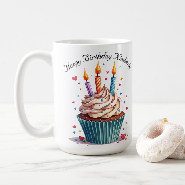 Taza De Café Cumpleaños Mug, Feliz Cumpleaños (Con donut)