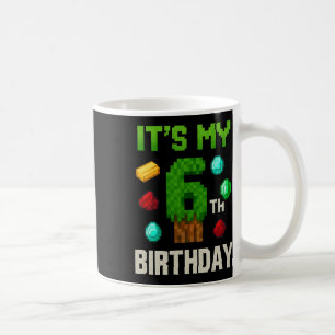 Taza De Café Cumpleaños Nivel 6 Pixel Art Niños Gamer De