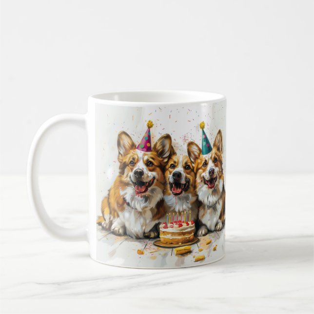Taza De Café Cumpleaños Pembroke Welsh Corgi Dogs (Izquierda)