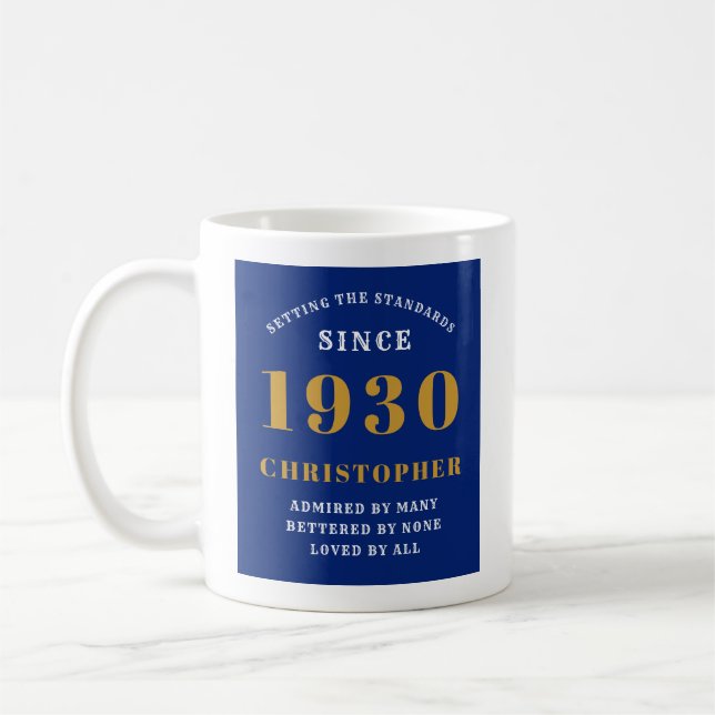 Taza De Café Cumpleaños Personalizado 1930 Elegante Nombre de O (Izquierda)