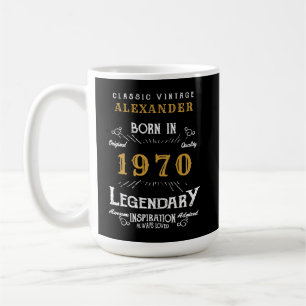 Taza De Café Cumpleaños Personalizado 1970 Añadir tu nombre leg