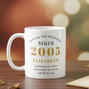 Taza De Café Cumpleaños personalizado 21 años 2005 Agregar nomb