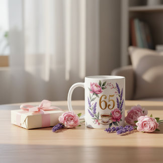 Taza De Café Cumpleaños Personalizado 65 Abuela Floral Elegante