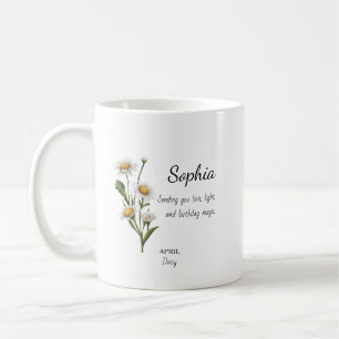 Taza De Café Cumpleaños Personalizado Abril Daisy
