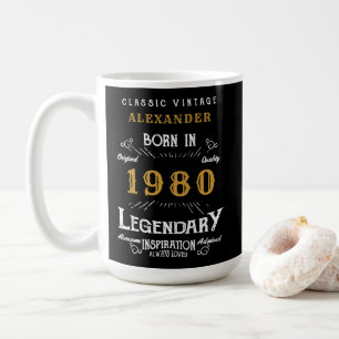 Taza De Café Cumpleaños Personalizado Añadir tu Nombre 1980 Leg