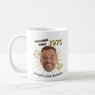 Taza De Café Cumpleaños Personalizado con Foto, Nombre y Año