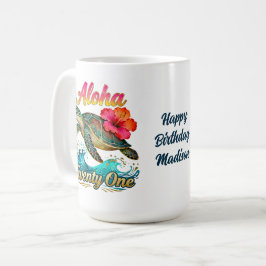 Taza De Café Cumpleaños personalizado de 21 años Tortuga marina