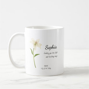 Taza De Café Cumpleaños Personalizado de Lirio de Mayo