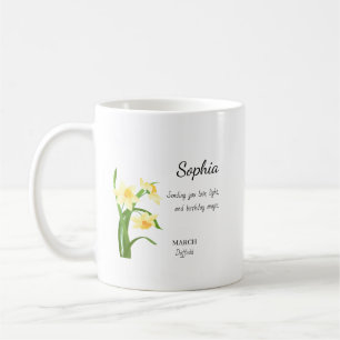 Taza De Café Cumpleaños Personalizado de Narciso de Marzo