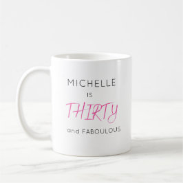 Taza De Café Cumpleaños Personalizado de Treinta Rosa con Estil