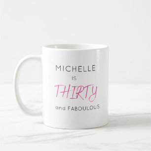 Taza De Café Cumpleaños Personalizado de Treinta Rosa con Estil