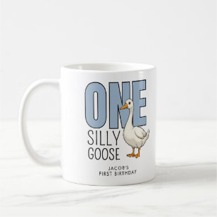 Taza De Café Cumpleaños personalizado de un ganso tonto azul mo