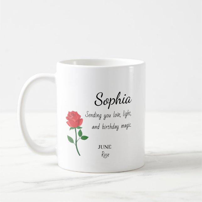 Taza De Café Cumpleaños Personalizado June Rose (Izquierda)