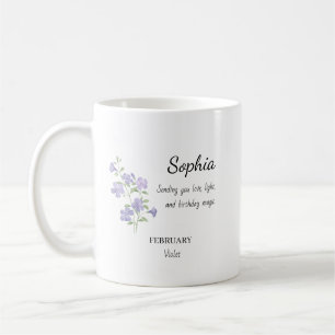 Taza De Café Cumpleaños Personalizado Violeta de Febrero