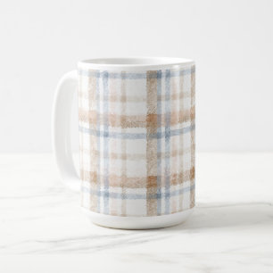 Taza De Café Cumpleaños Rayas Marrón Beige Azul Crema