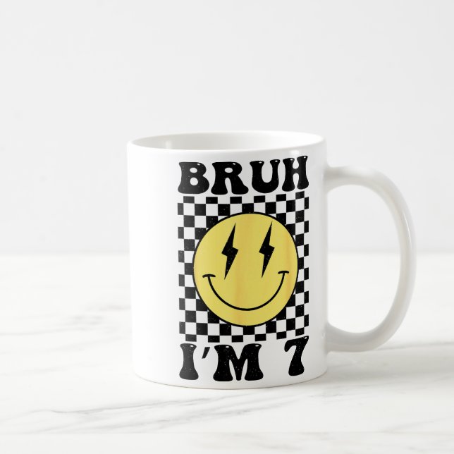 Taza De Café Cumpleaños Sonriente De 7 Siete Años Cara De Cumpl (Derecha)