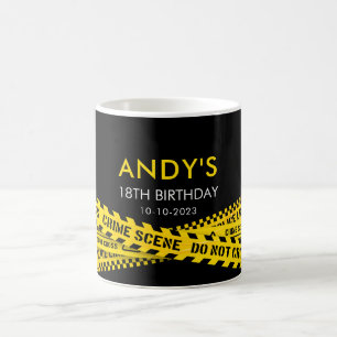 Taza De Café Cumpleaños Temático de Policía con amarillo no cru