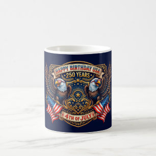 Taza De Café Cumpleaños USA 250 aniversario Águilas Patriótic