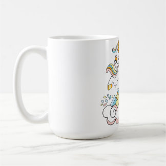 Taza De Café Cunicornio lindo en un arcoíris