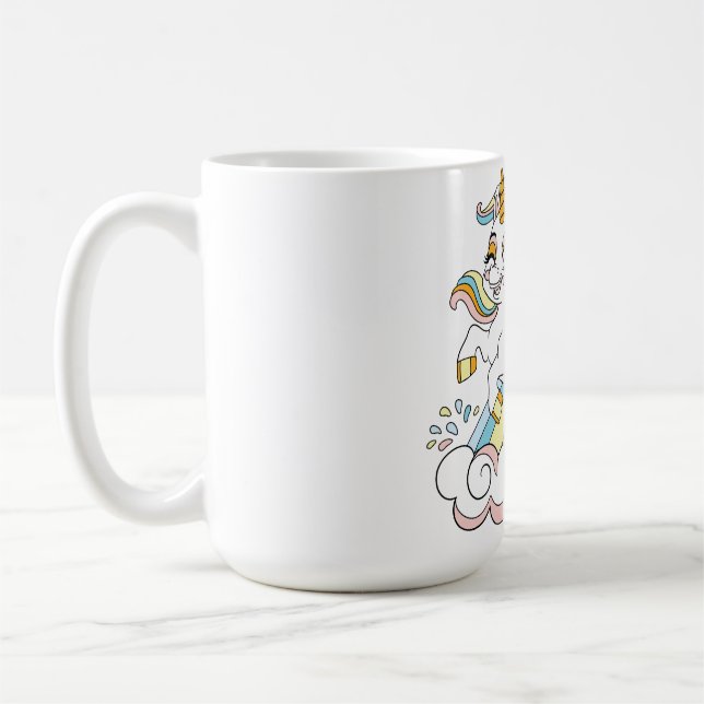 Taza De Café Cunicornio lindo en un arcoíris (Izquierda)