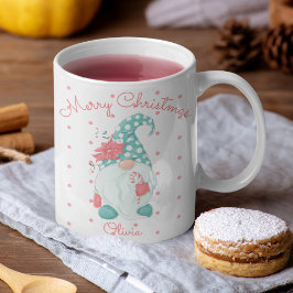 Taza De Café Cunte de Polka Dot Merry navidad Gnome