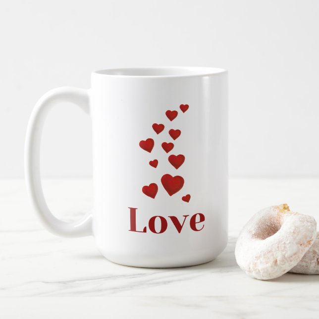 Taza De Café Cup of LOVE with hearts. (Con donut)