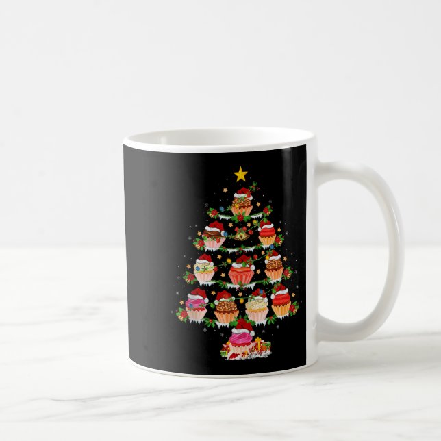Taza De Café Cupcake Christmas Tree Lights Funny Fast Food Cupc (Derecha)