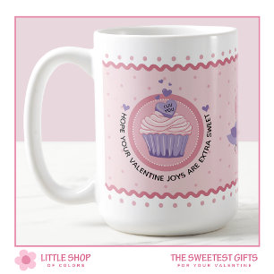 Taza De Café Cupcake Rosado Personalizable Día de San Valentín