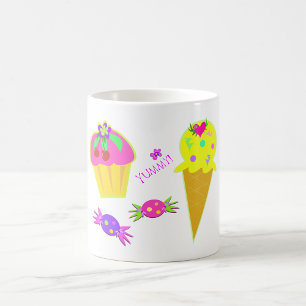 Taza De Café Cupcake y helado de Neon Pop Art Sweet Treats