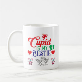 Taza De Café Cupid es mi Bestie Romantic Valentine Trendy
