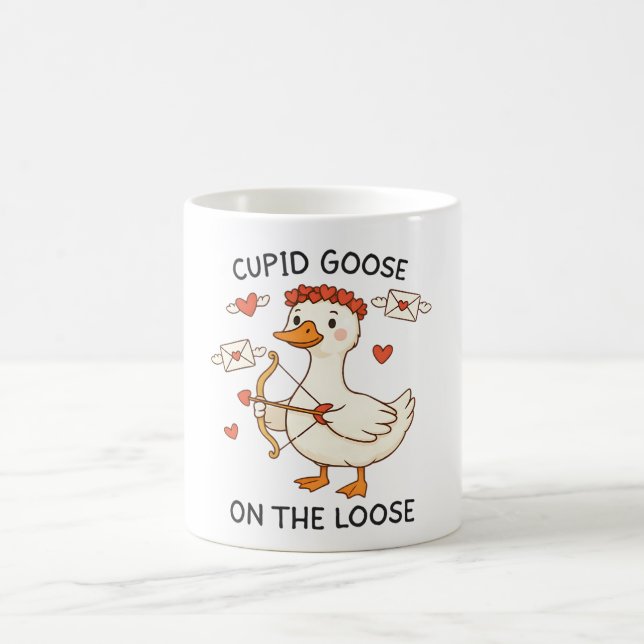 Taza De Café Cupid Goose On The Loose – Cute Valentine Goose (Centro)