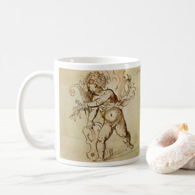 Taza De Café Cupido con un violín de Domenico Campagnola (Con donut)